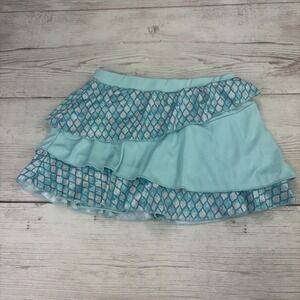 Ocean + Coast Girls Small Blue Tropical Asymmetric Skort Swim Quick Dry Stretch